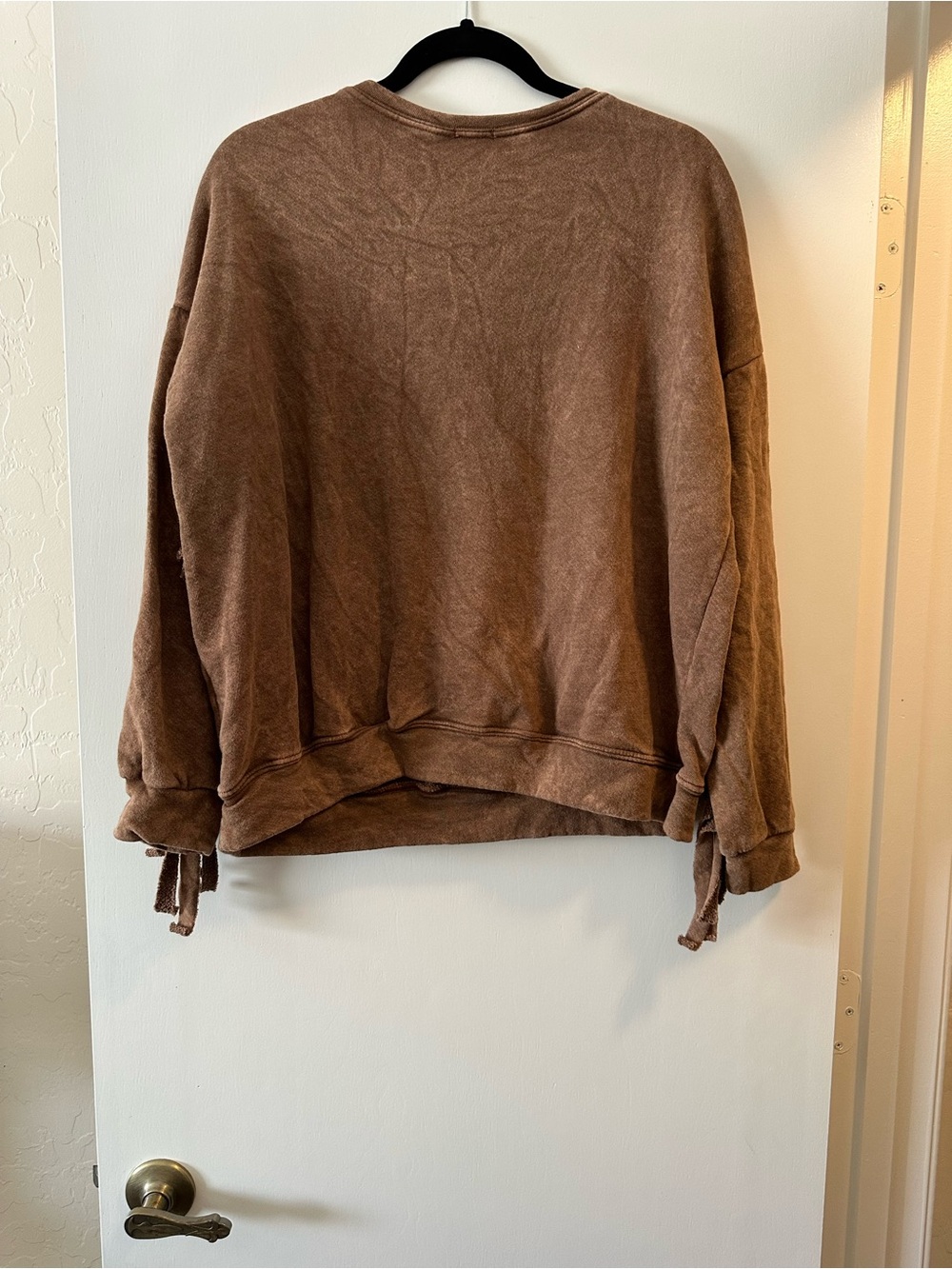 Fringe Pullover Sweatshirt - Brown - Picture 4 of 5